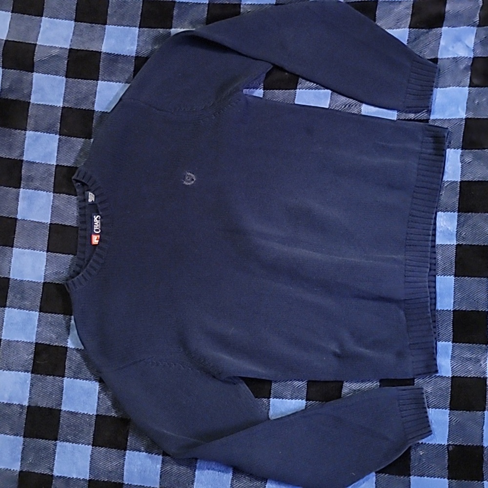 Vintage.  90s. Chaps. Heavy knit crew neck.    Navy Blue. Large.
